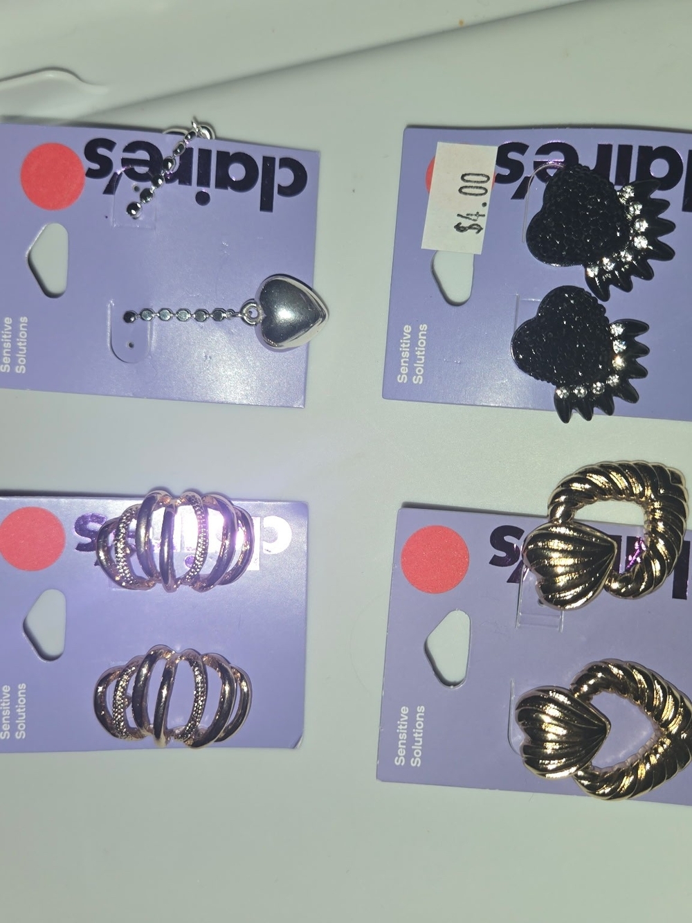 Assorted Women's Fashion Earrings - Gold and Silver Heart & Hoop Styles